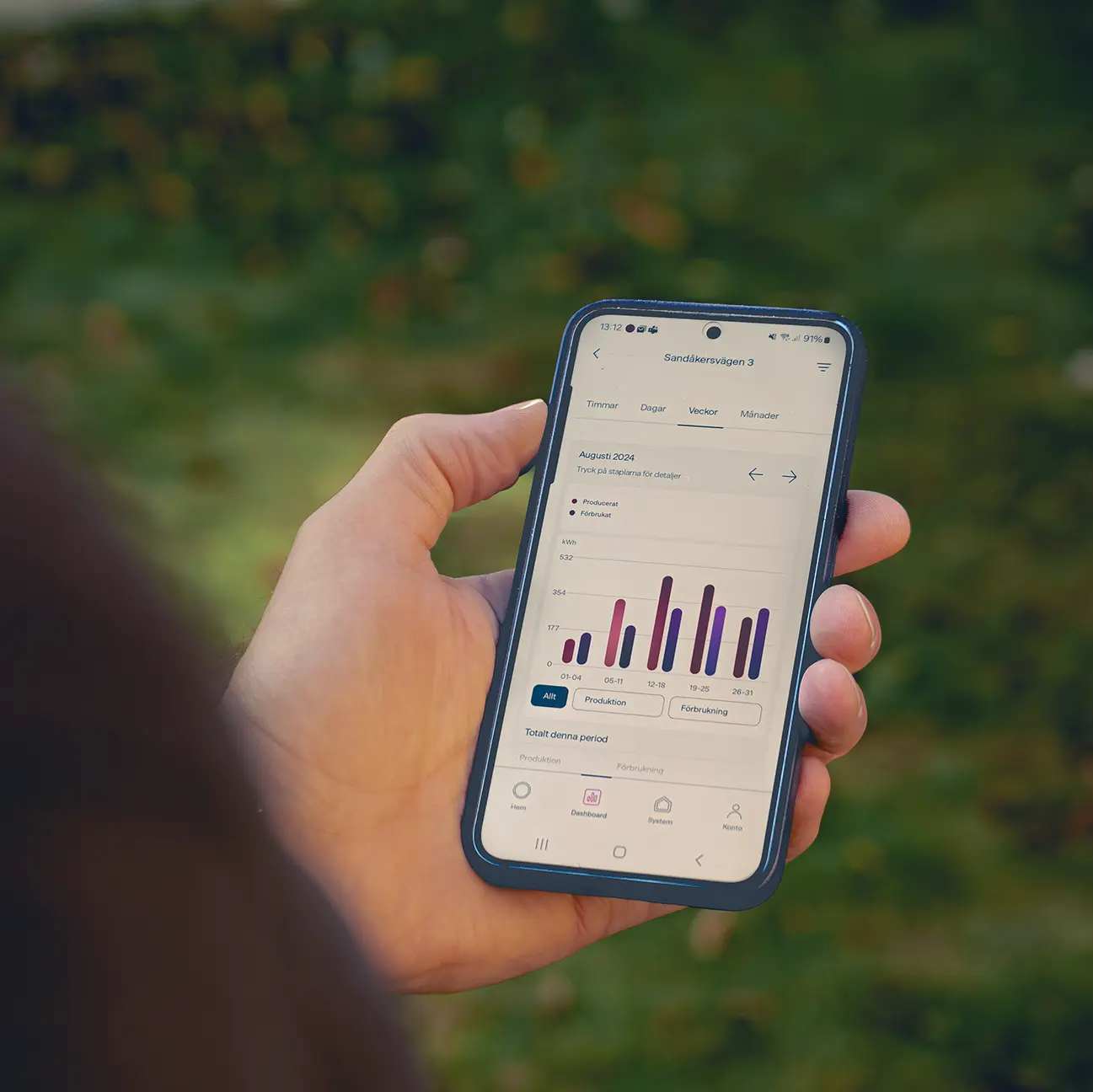 Svea Solar-appen med aktuella elpriser och produktion