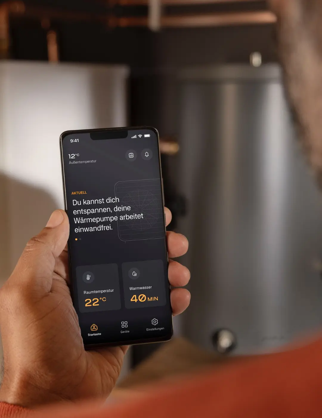 Aira App zu der Aira Wärmepumpe in Benutzung